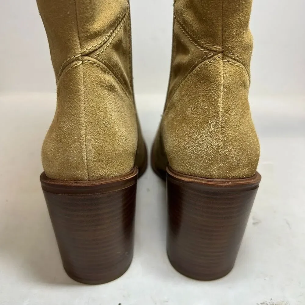 Franco Sarto Womens 7.5 M Tan Cookie Leather Stevie Mid Shaft Boots NIB QI4